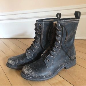 Frye Jenna Combat Boot in Black Stone Wash